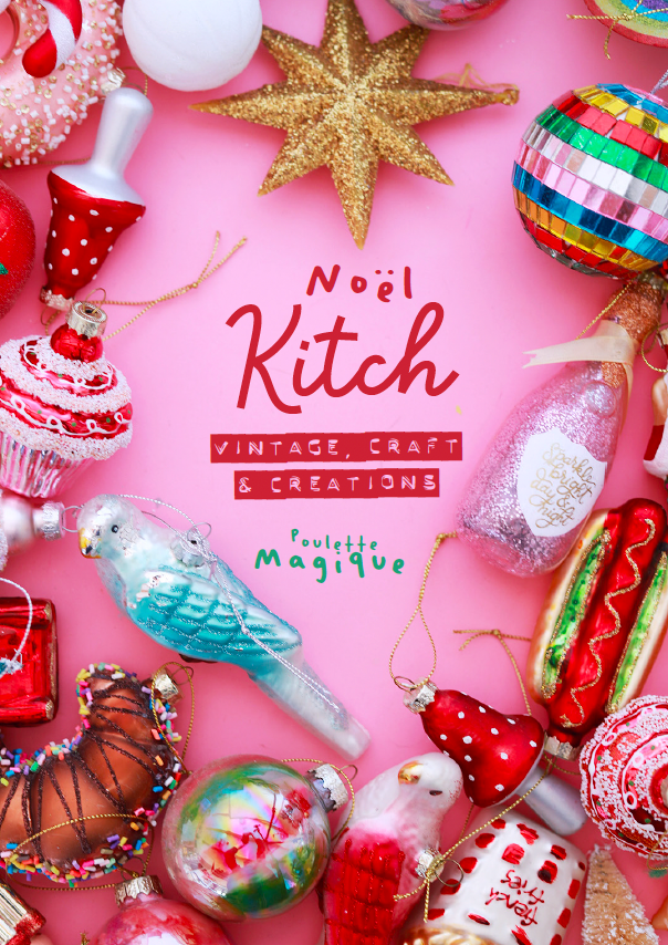 Livre "Noel Kitch" de Shop Magique, couverture colorée avec illustrations festives et titre visible sur la page.