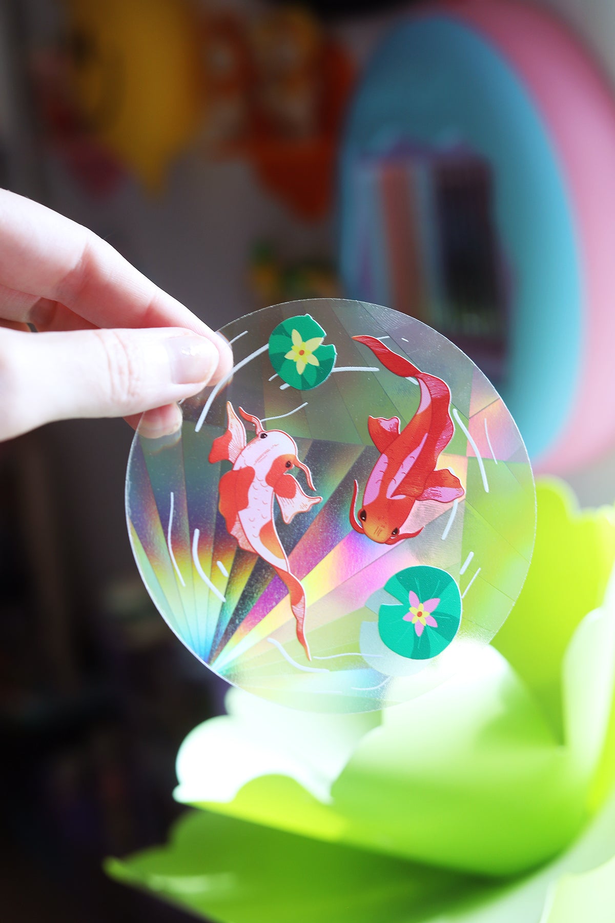 Sticker suncatcher Carpes koï – Attrape-soleil pour fenêtre