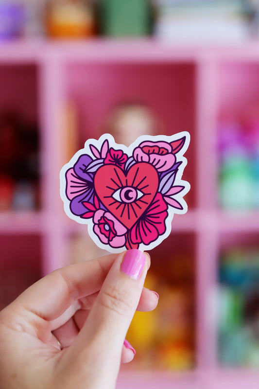 Sticker coeur fleur