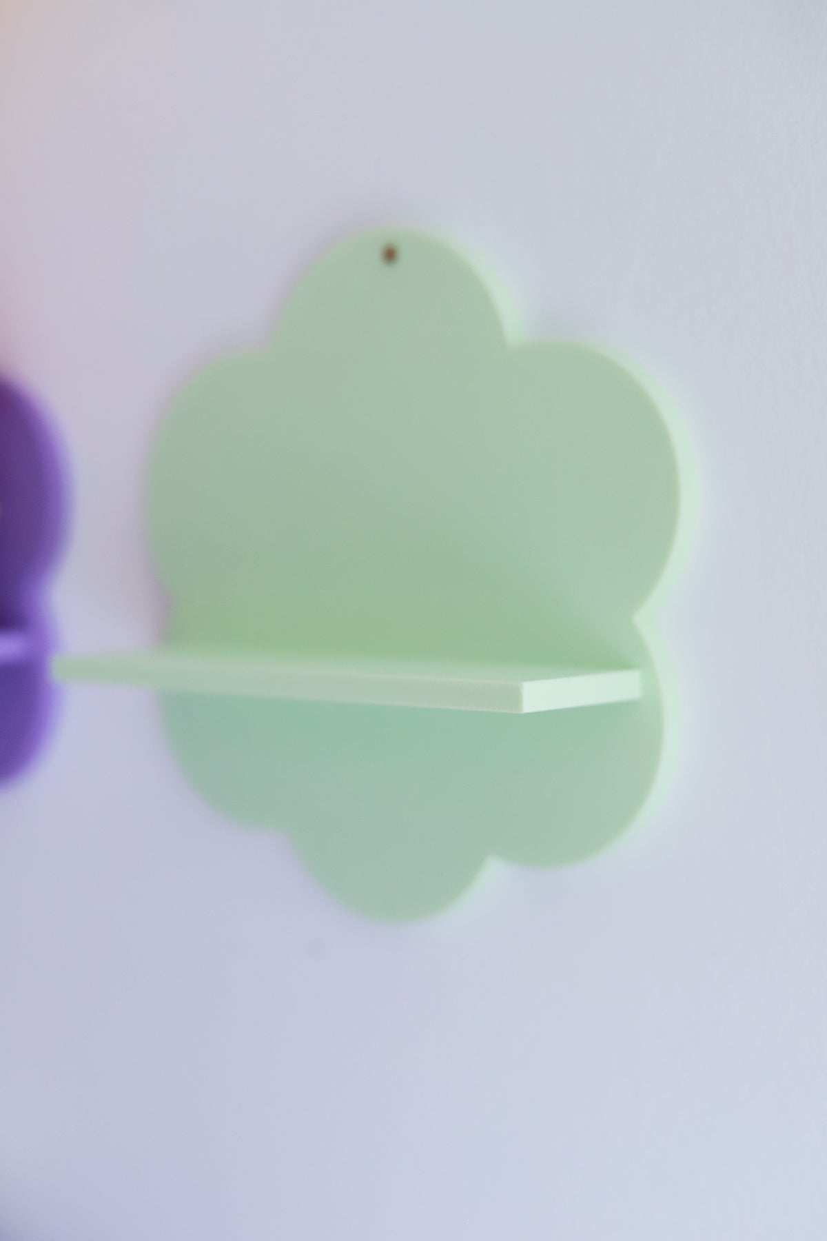 Étagère murale Fleur menthe de Shop Magique avec décoration florale verte, idéale pour la décoration intérieure.