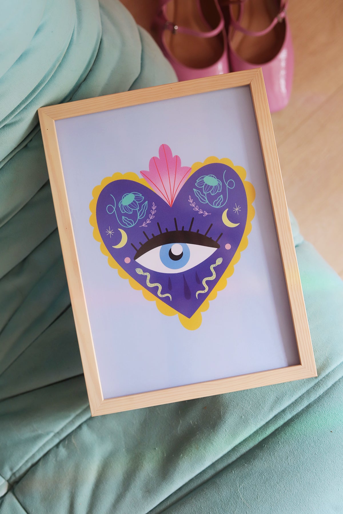 Affiche Ex-voto Œil bleu – Illustration mystique Poulette Magique