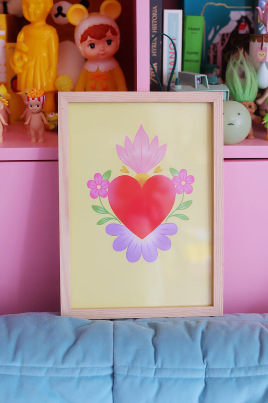 Affiche Ex-voto Jaune – Illustration lumineuse par Poulette Magique