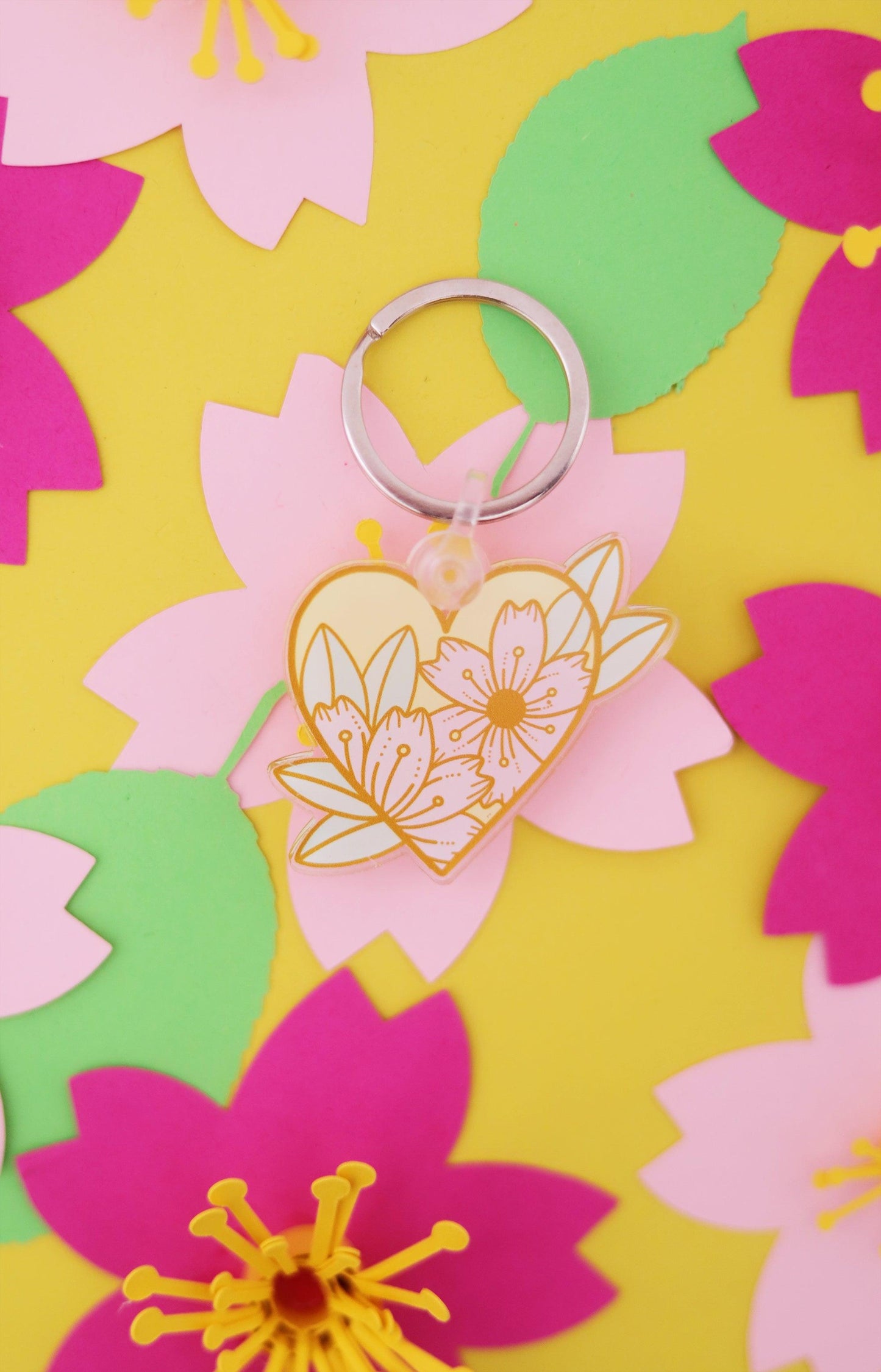 Porte-clés coeur sakura