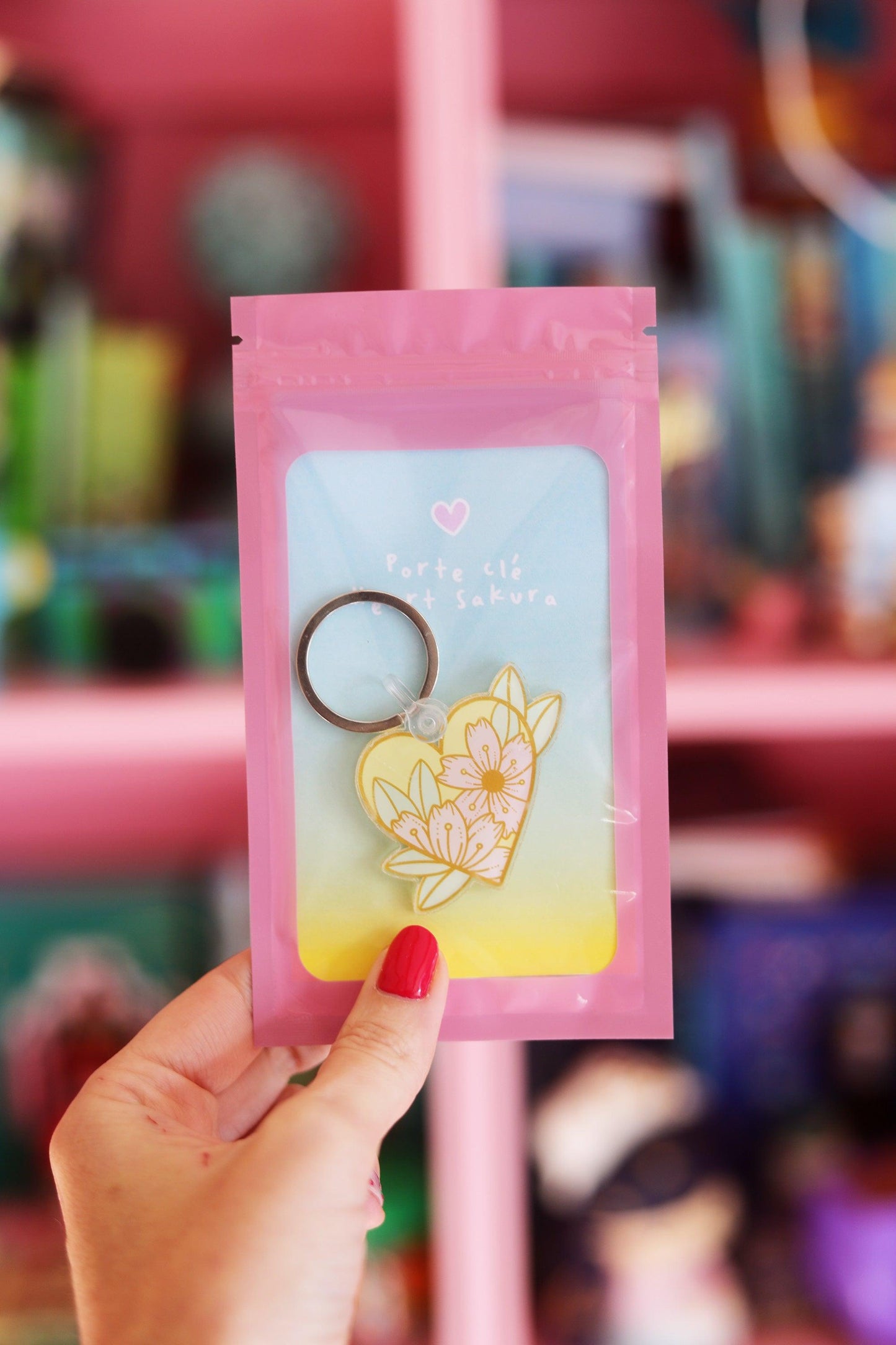 Porte-clés coeur sakura