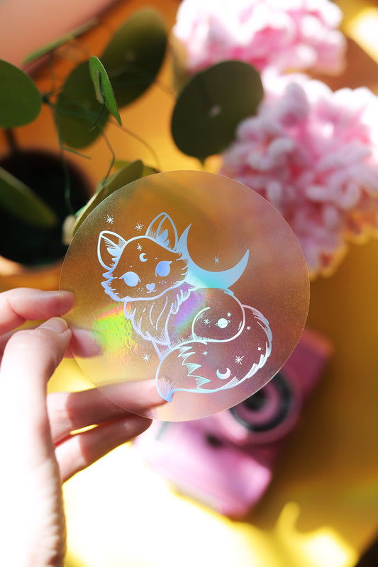 Sticker Suncatcher "Renard astral" – Créateur d'arc-en-ciel