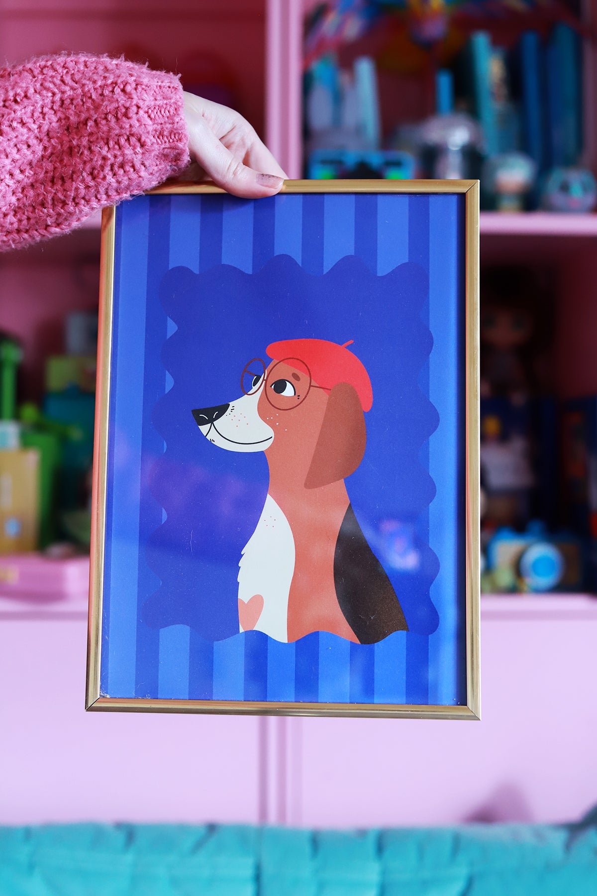 Affiche portrait de beagle pour enfant, collection Kid, format A4, illustrée par Shop Magique, adaptée à la décoration d'enfant.