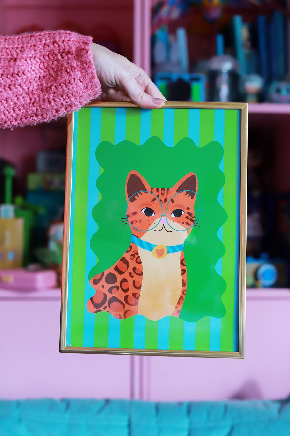 Affiche portrait de chat Bengal de la collection Kid, illustration artistique en format A4, par Shop Magique.