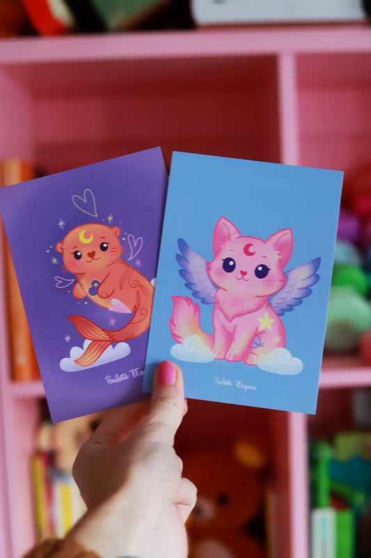 Carte postale duo créatures mignonnes