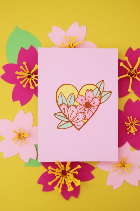 Carte postale coeur sakura