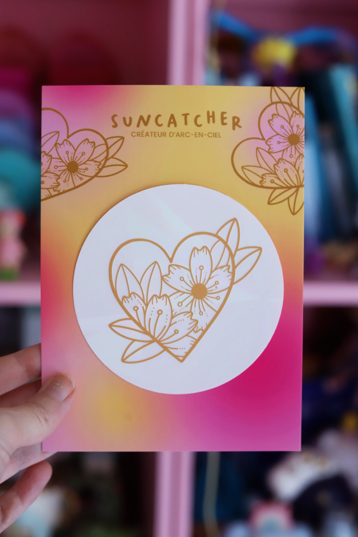Sticker suncatcher Cœur fleuri  – Attrape-soleil pour fenêtre