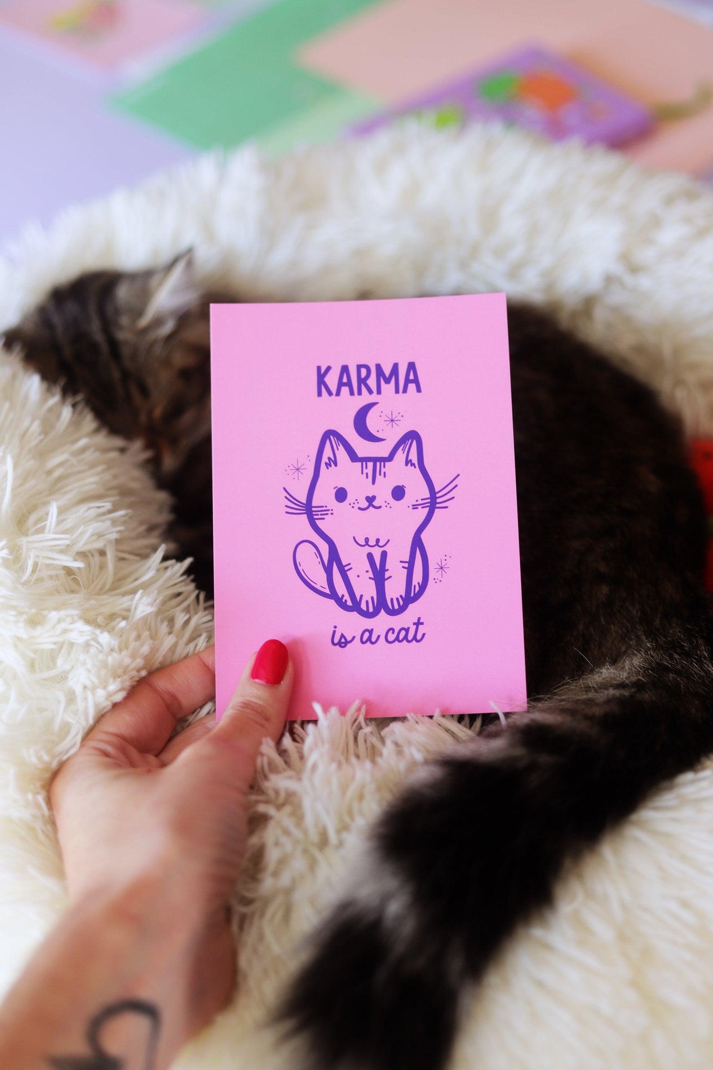 Carte postale Karma is a Cat - Shop Magique