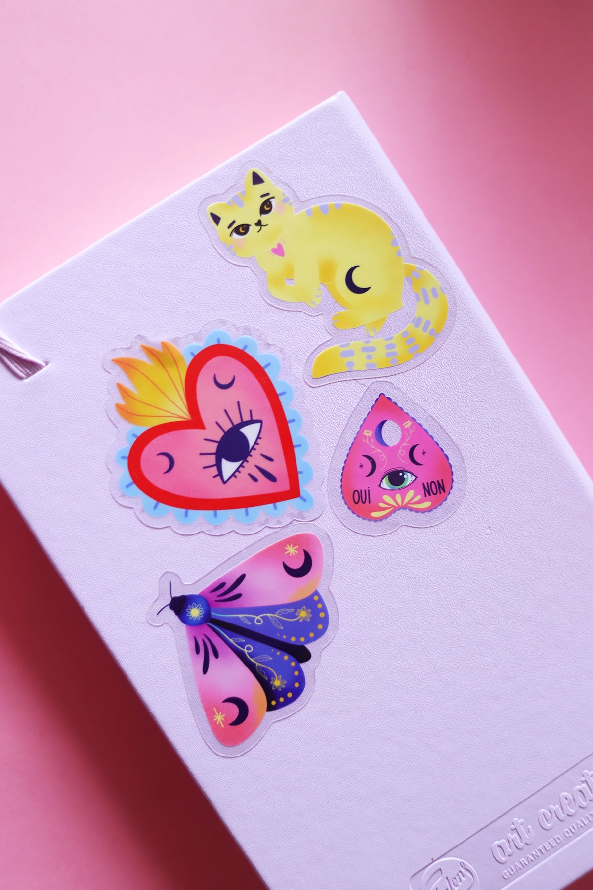 Lot de stickers Chatman de Shop Magique avec plusieurs design de chats colorés et amusants.