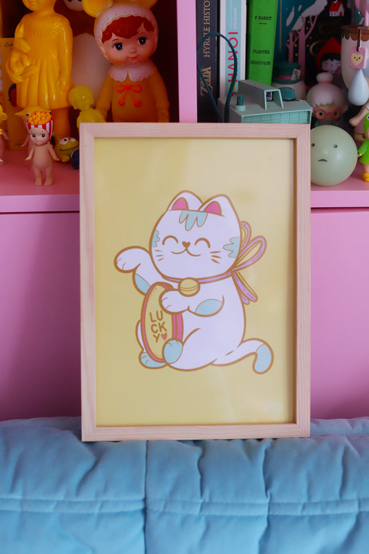 Affiche Maneki Neko – Chat porte-bonheur par Poulette Magique