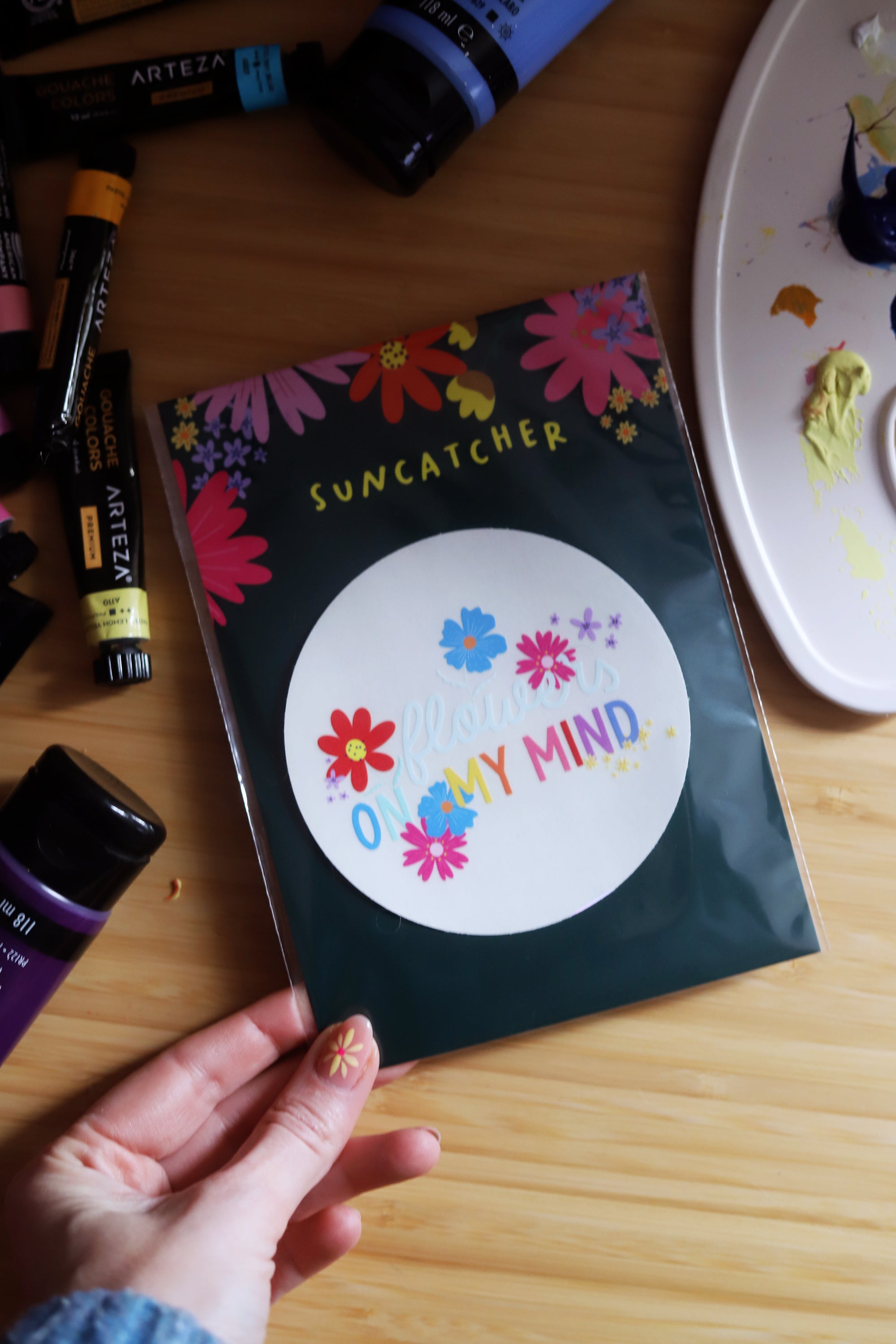 Sticker Suncatcher "Flowers on my mind" – Créateur d'arc-en-ciel